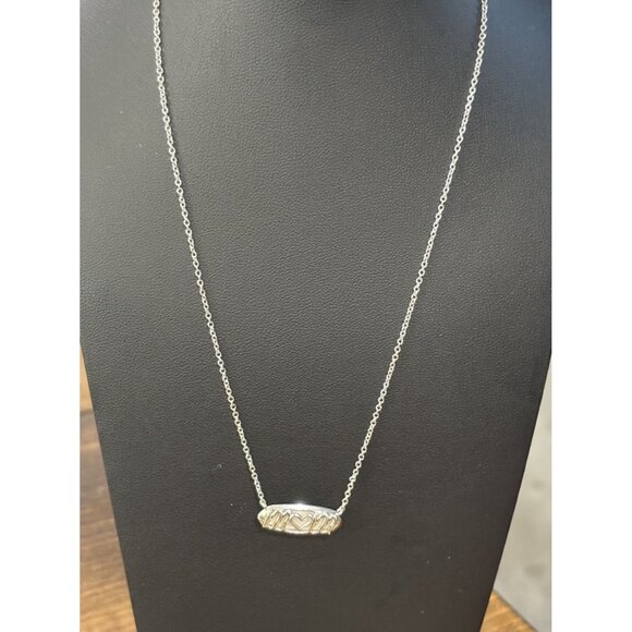 NWT Kendra Scott Mom Script Pendent Necklace Silver Reversible And Adjustable - Picture 3 of 8